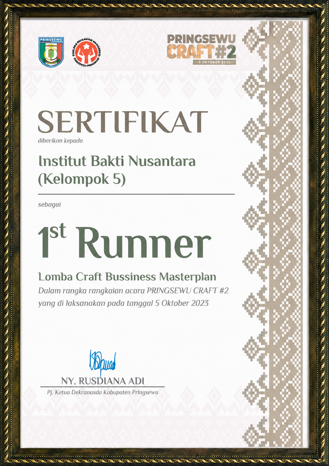 Dokumen Sertifikat Resmi